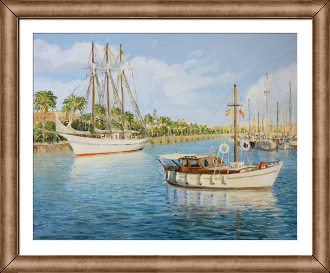 Картины в рамке, багете Yacht near the shore