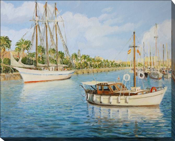 Paintings on canvas Yacht near the shore