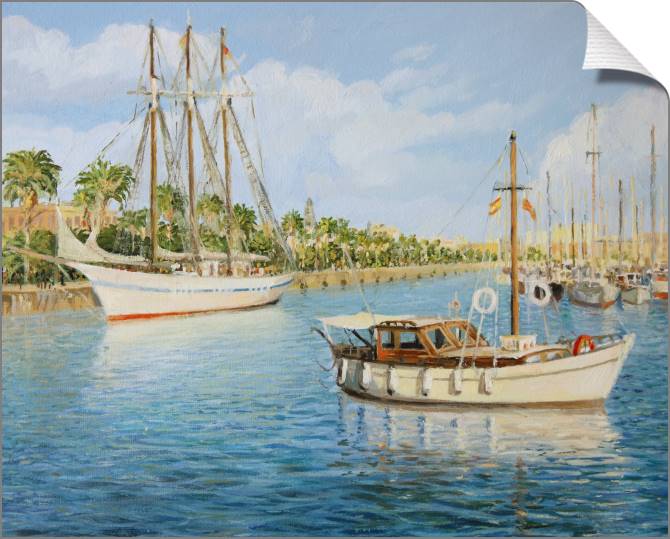 Купить и печать на заказ Картины на холсте Яхты у берега