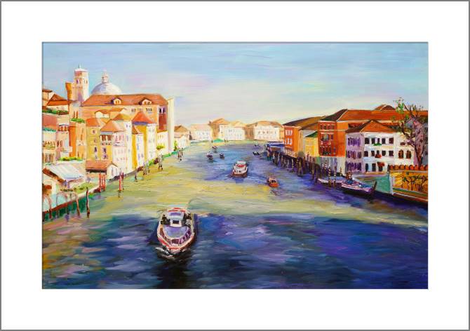 Купить и печать на заказ Картины, фото с паспарту Живописный канал в Венеции
