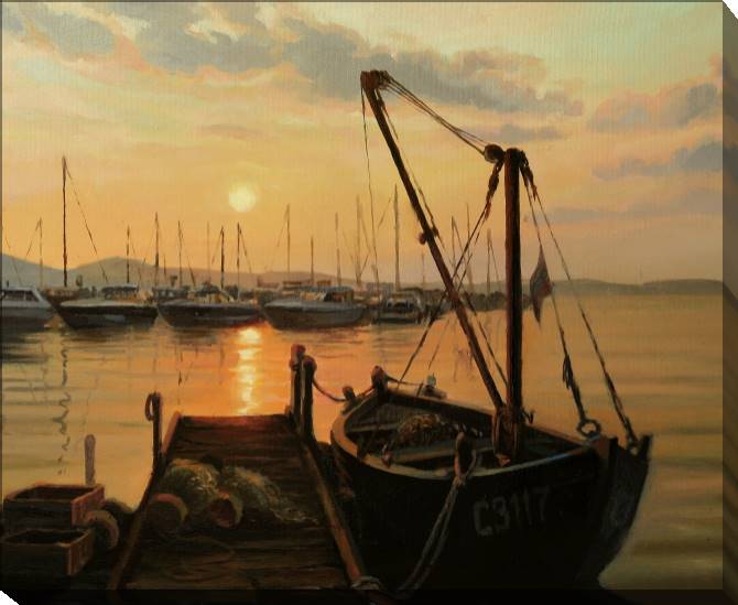 Paintings on canvas Sunset at the pier