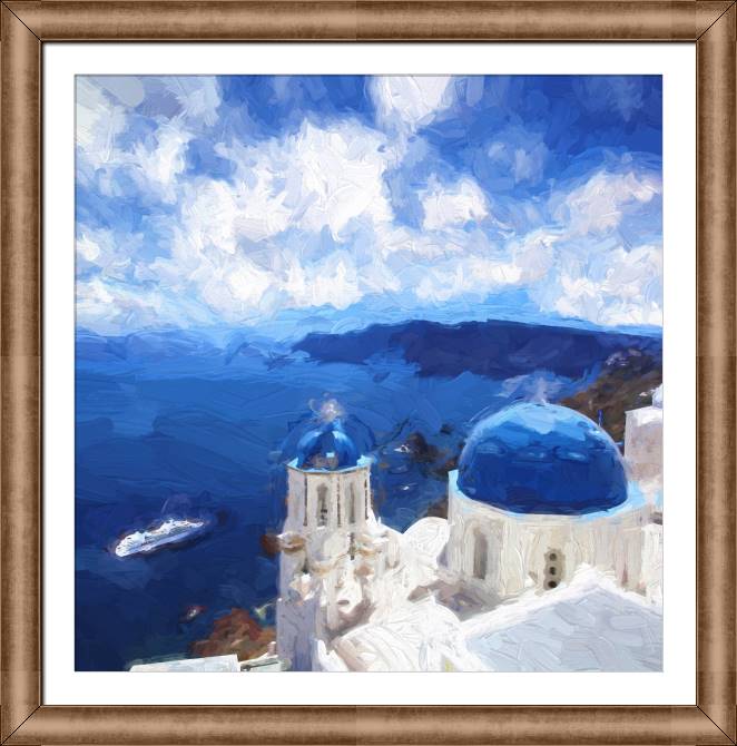 Картины в рамке, багете View from Santorini island