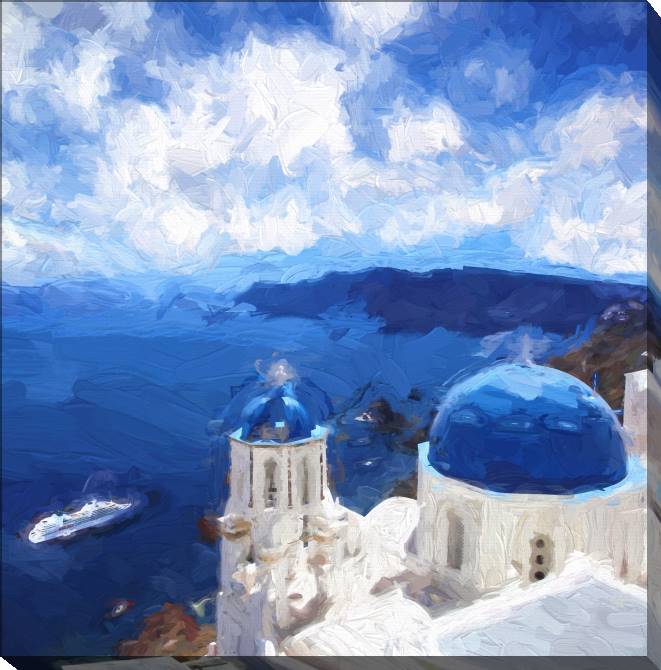 Купить и печать на заказ Картины на холсте Вид с острова Санторини