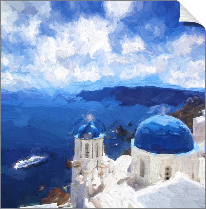 Купить и печать на заказ Картины на холсте Вид с острова Санторини