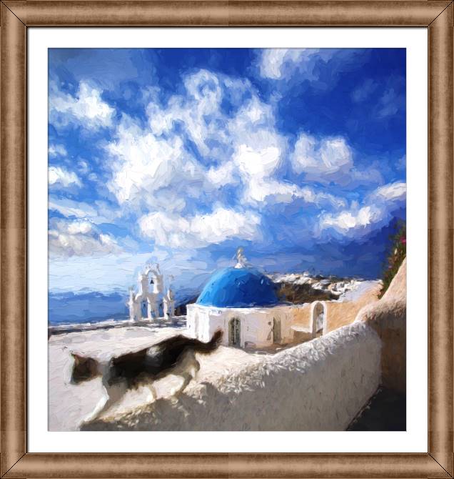 Картины в рамке, багете The urban landscape in Santorini