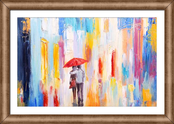 Картины в рамке, багете Couple under an umbrella