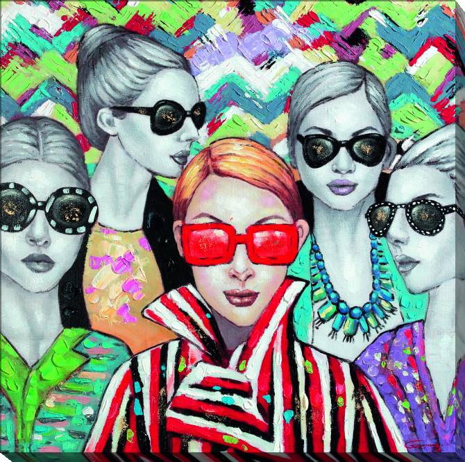 Paintings on canvas Ladies with glasses