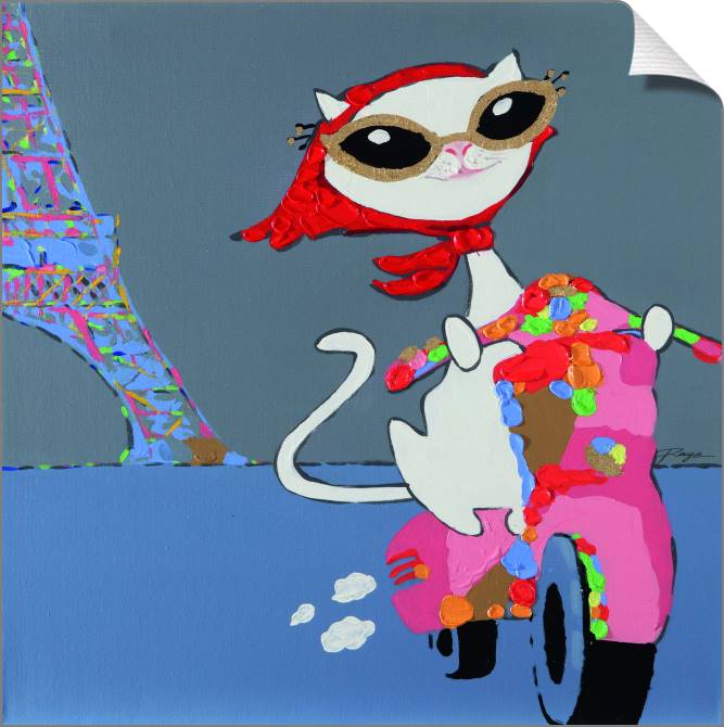 Купить и печать на заказ Картины на холсте Кошка на мопеде