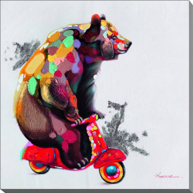 Картины на холсте Bear on a moped
