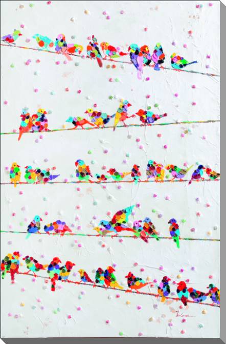 Paintings on canvas Bullfinches on the wires