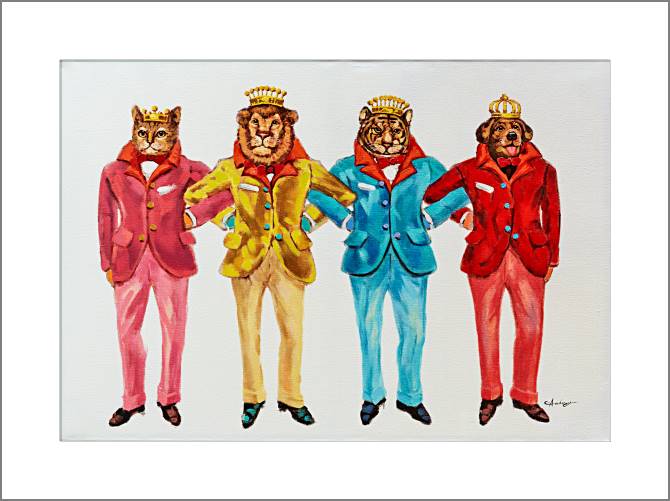 Купить и печать на заказ Картины, фото с паспарту Четыре товарища