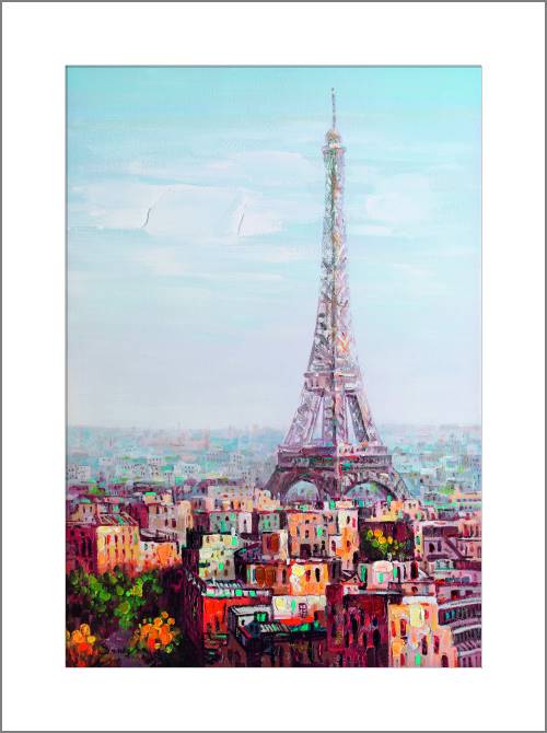 Купить и печать на заказ Картины, фото с паспарту Эйфелева башня