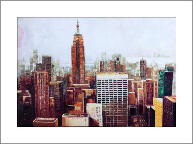 Купить и печать на заказ Картины, фото с паспарту Нью-Йоркские небоскребы