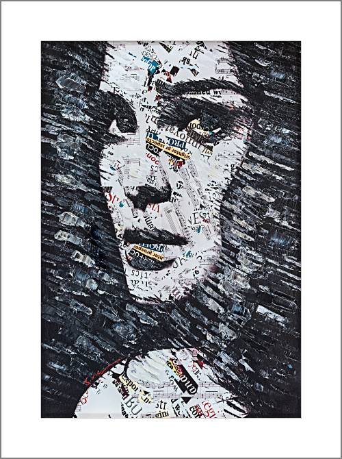 Купить и печать на заказ Картины, фото с паспарту Портрет девушки черно-белый