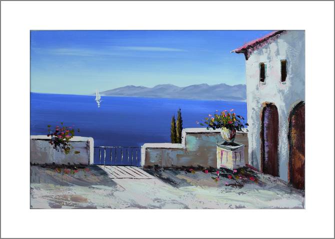 Купить и печать на заказ Картины, фото с паспарту Терраса в итальянской деревне 