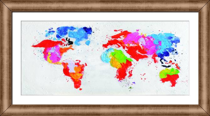 Картины в рамке, багете World map paint