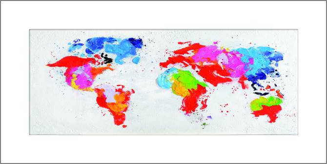 Купить и печать на заказ Картины, фото с паспарту Карта мира красками