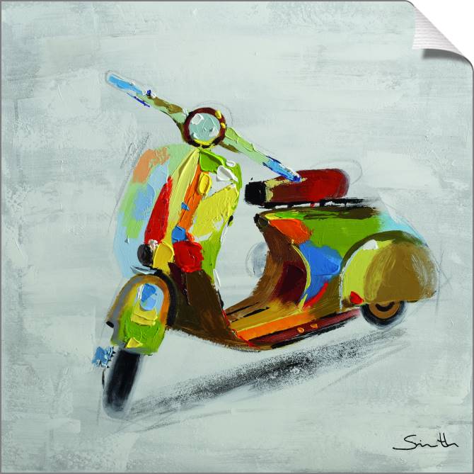 Купить и печать на заказ Картины на холсте Разноцветный скутер