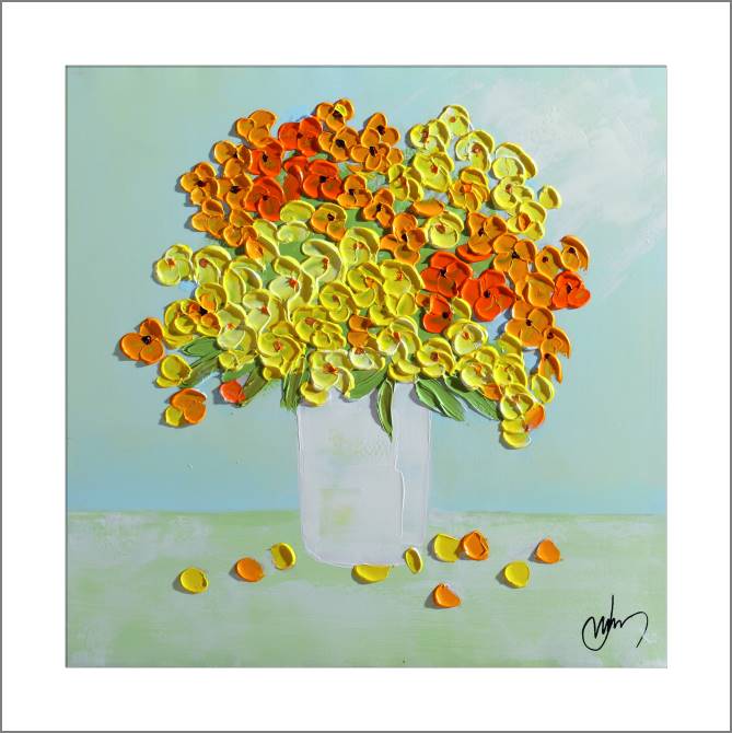 Купить и печать на заказ Картины, фото с паспарту Лепнина букет желтый