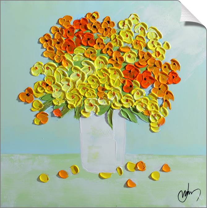 Купить и печать на заказ Картины на холсте Лепнина букет желтый