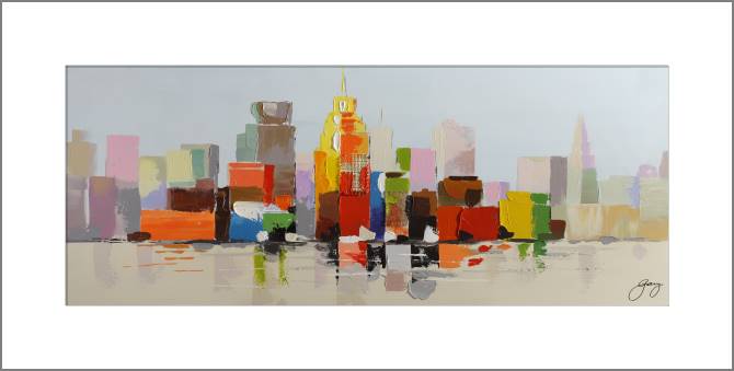 Купить и печать на заказ Картины, фото с паспарту Город у воды