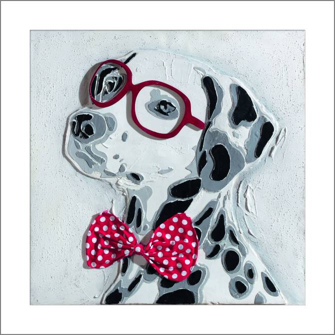 Купить и печать на заказ Картины, фото с паспарту Далматинец в очках