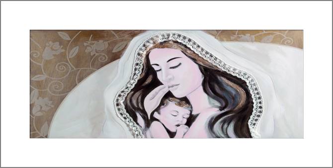 Картины, фото с паспарту Mother with baby 2