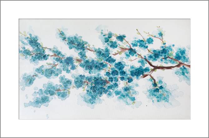 Купить и печать на заказ Картины, фото с паспарту Голубая сакура