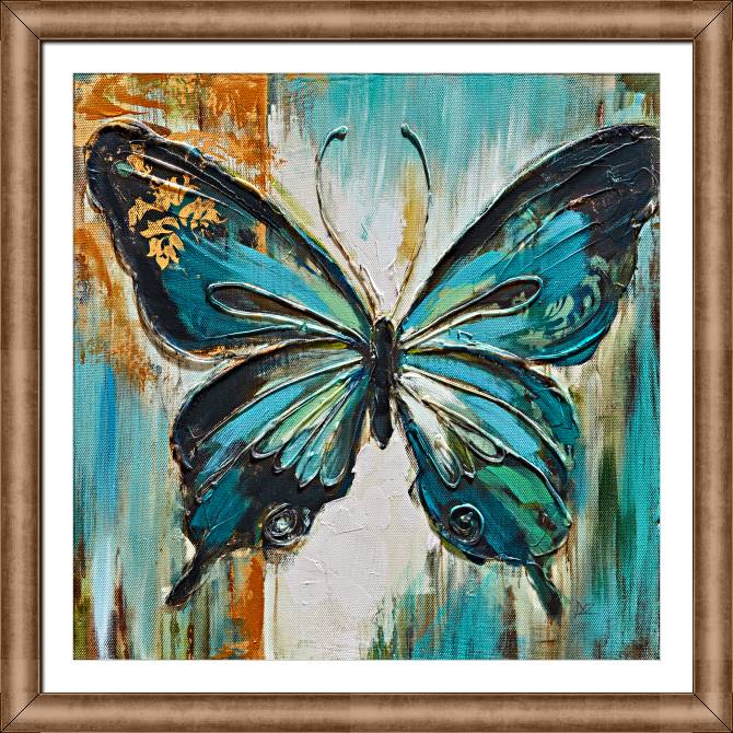 Картины в рамке, багете Butterfly turquoise