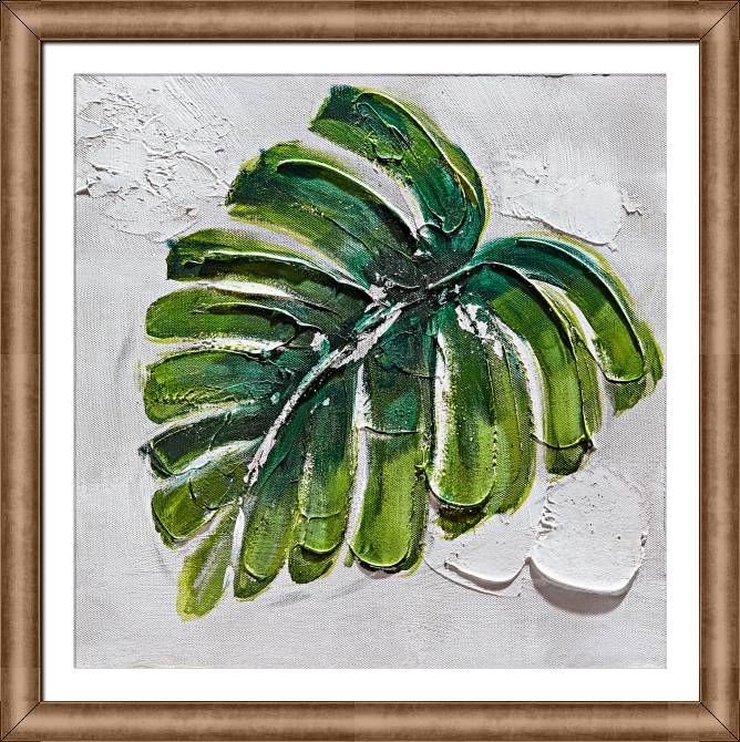 Картины в рамке, багете Tropical leaf green