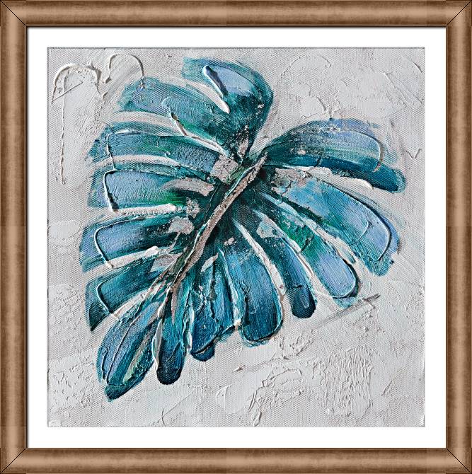 Картины в рамке, багете Tropical leaf blue