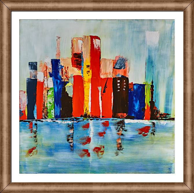 Картины в рамке, багете Abstract city by the sea