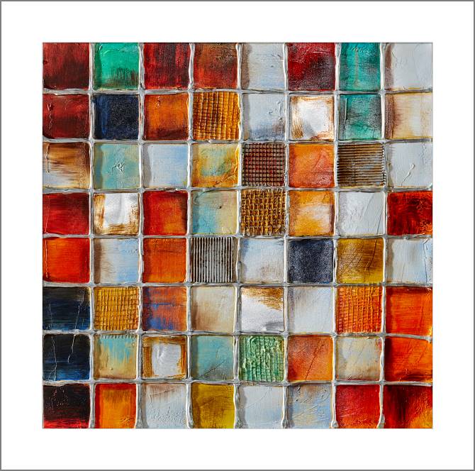 Купить и печать на заказ Картины, фото с паспарту Разноцветные плитки квадратная 2
