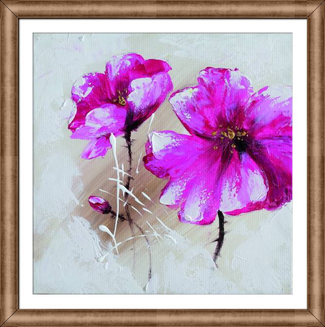 Картины в рамке, багете Crimson flowers