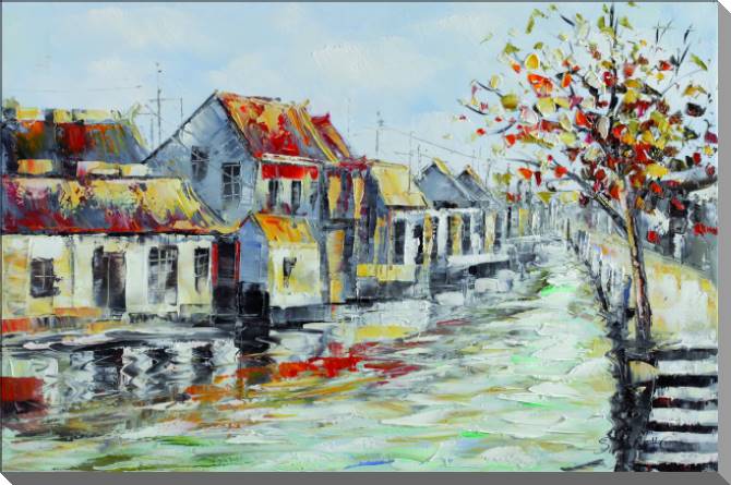 Paintings on canvas River in the city