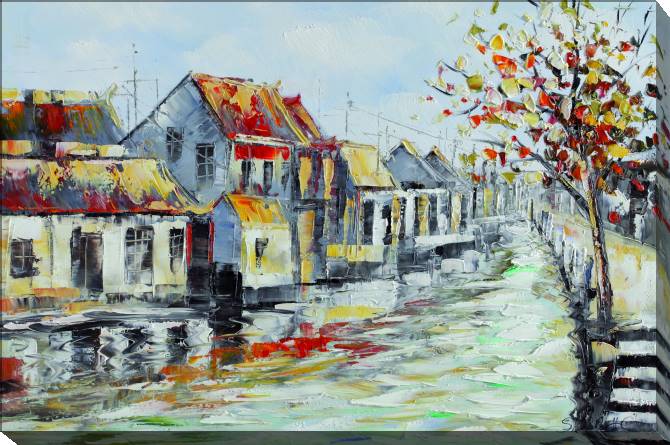 Paintings on canvas River in the city