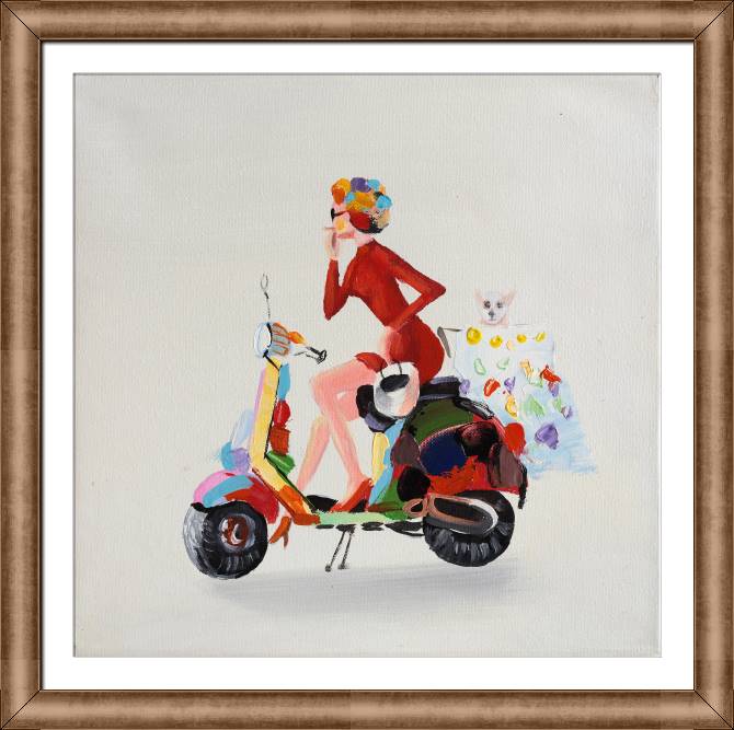 Картины в рамке, багете The lady on the scooter