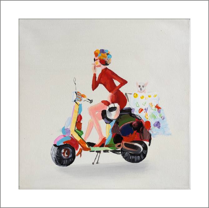 Картины, фото с паспарту The lady on the scooter