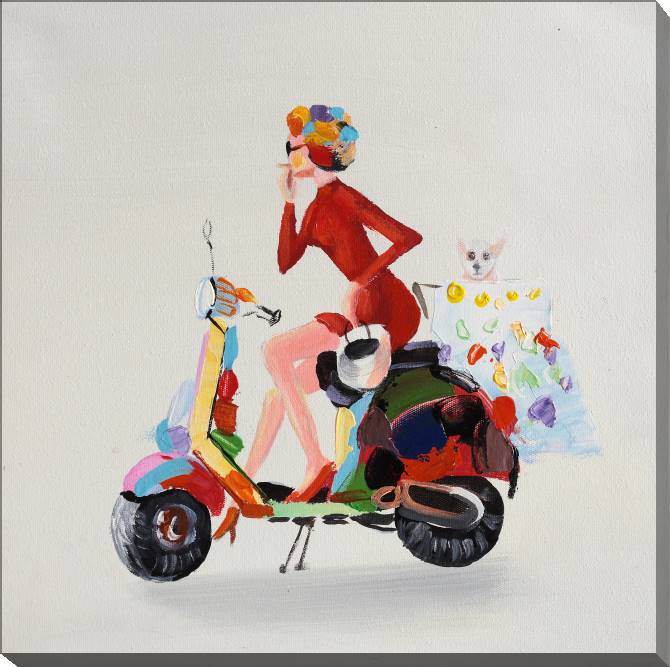 Paintings on canvas The lady on the scooter