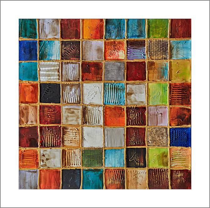 Картины, фото с паспарту Colorful tiles square