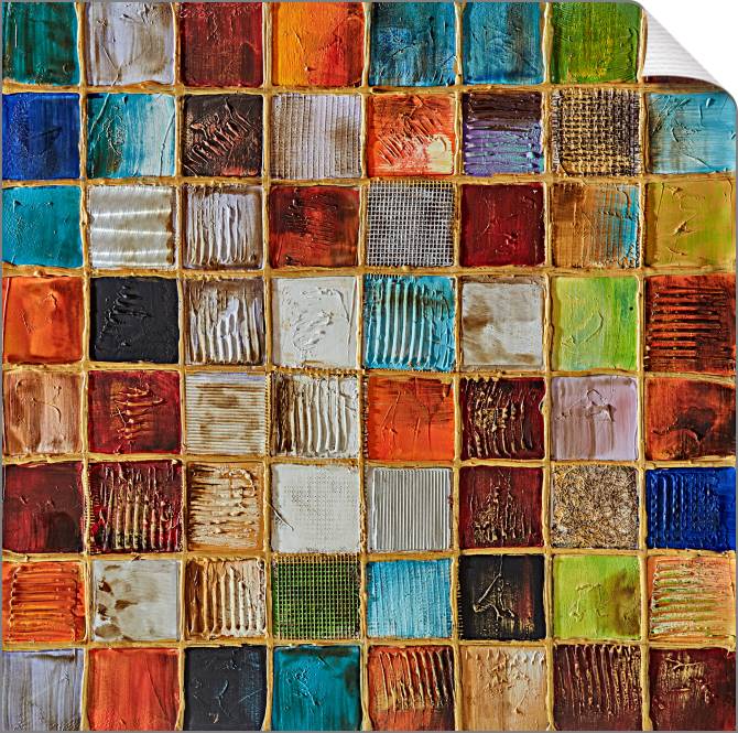 Paintings on canvas Colorful tiles square