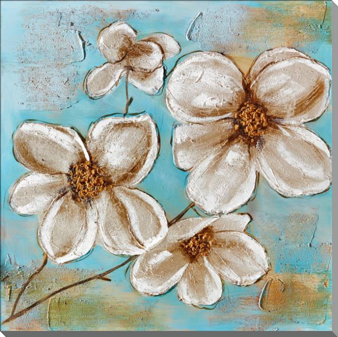 Paintings on canvas Flowers on a blue background