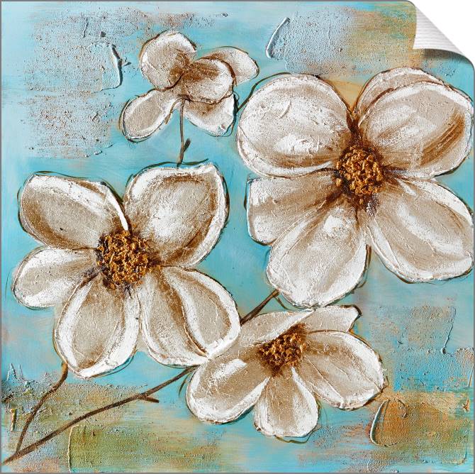 Картины на холсте Flowers on a blue background