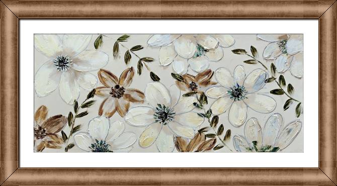 Картины в рамке, багете White flowers