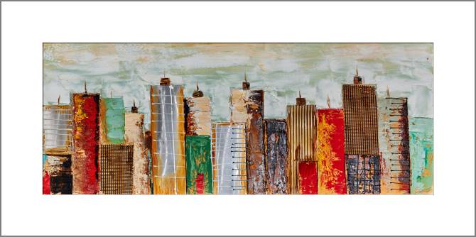 Купить и печать на заказ Картины, фото с паспарту Разноцветные небоскребы 2