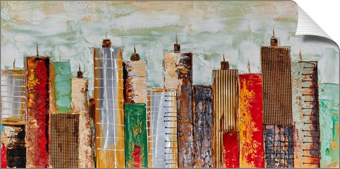 Купить и печать на заказ Картины на холсте Разноцветные небоскребы 2