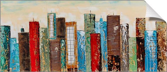 Купить и печать на заказ Картины на холсте Разноцветные небоскребы