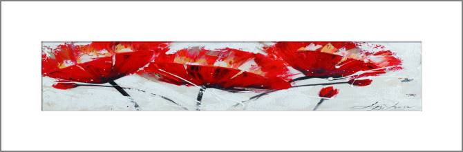 Купить и печать на заказ Картины, фото с паспарту Красные цветы панорама