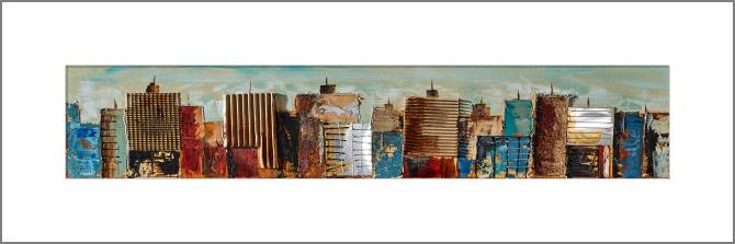 Купить и печать на заказ Картины, фото с паспарту Небоскребы голубой