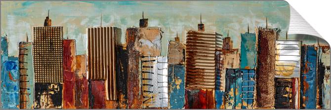 Купить и печать на заказ Картины на холсте Небоскребы голубой